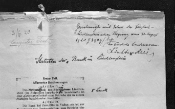 Der 22. November 1920 markiert die Geburtsstunde der Bank.  Auf der Statutengenehmigung ist sogar noch der ursprüngliche Name 